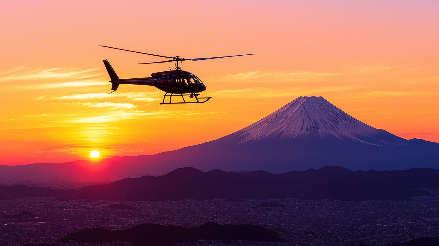 ヘリコプターと富士山